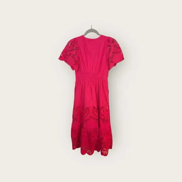 By Anthropologie The Somerset Pink Maxi Dress The Cutwork Edition Size XS Petite - Picture 6 of 9